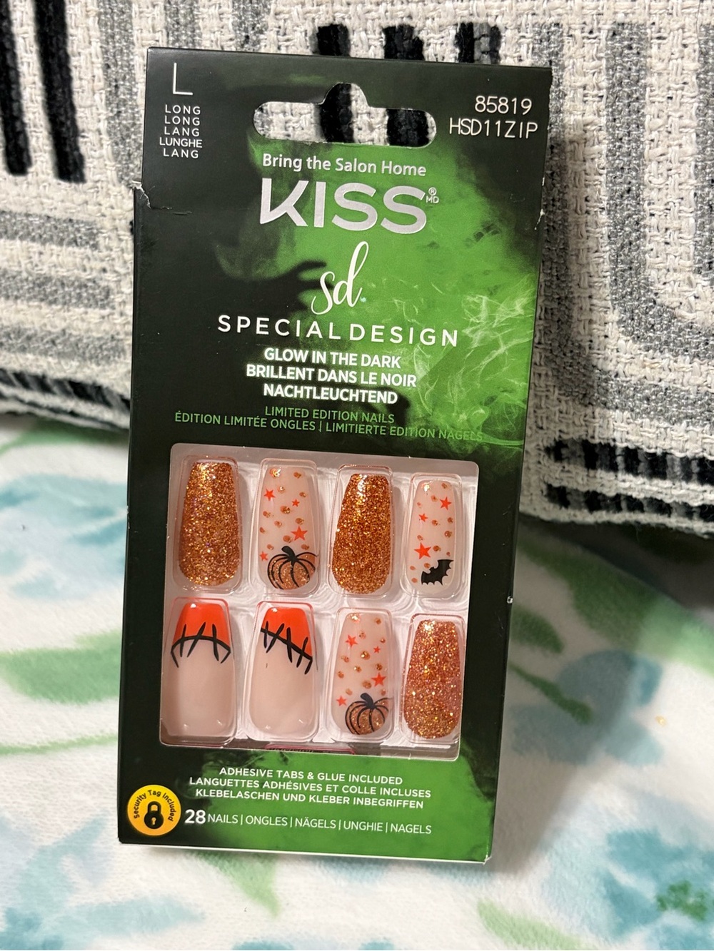 Kiss Kids Glow-in-the-Dark Halloween Press-On Nails - Orange, Gold, Black